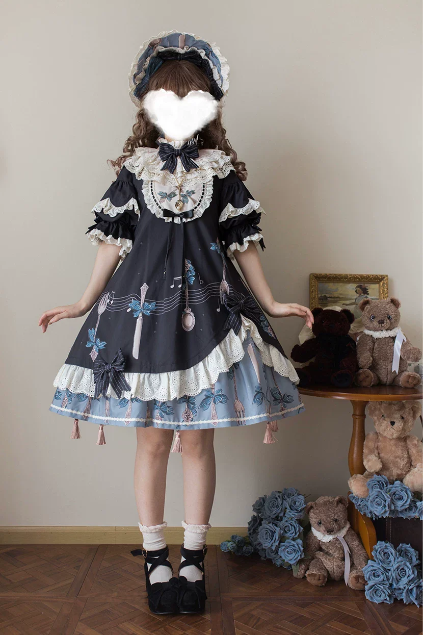 Witch's Banquet - Printed Doll-like Sweet Lolita OP, Apron-like Front - Image 4