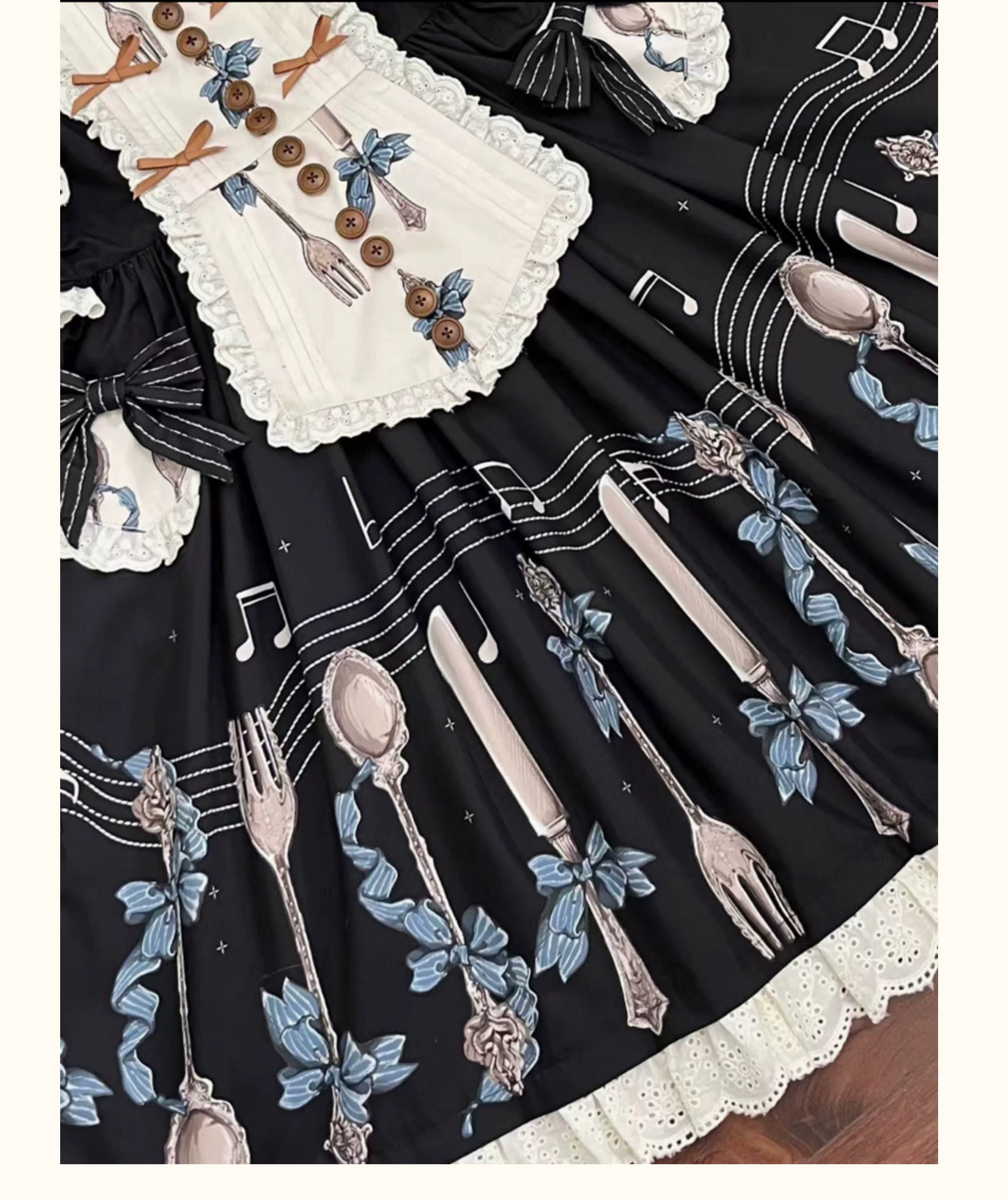 Witch's Banquet - Printed Doll-like Sweet Lolita OP, Apron-like Front - Image 6