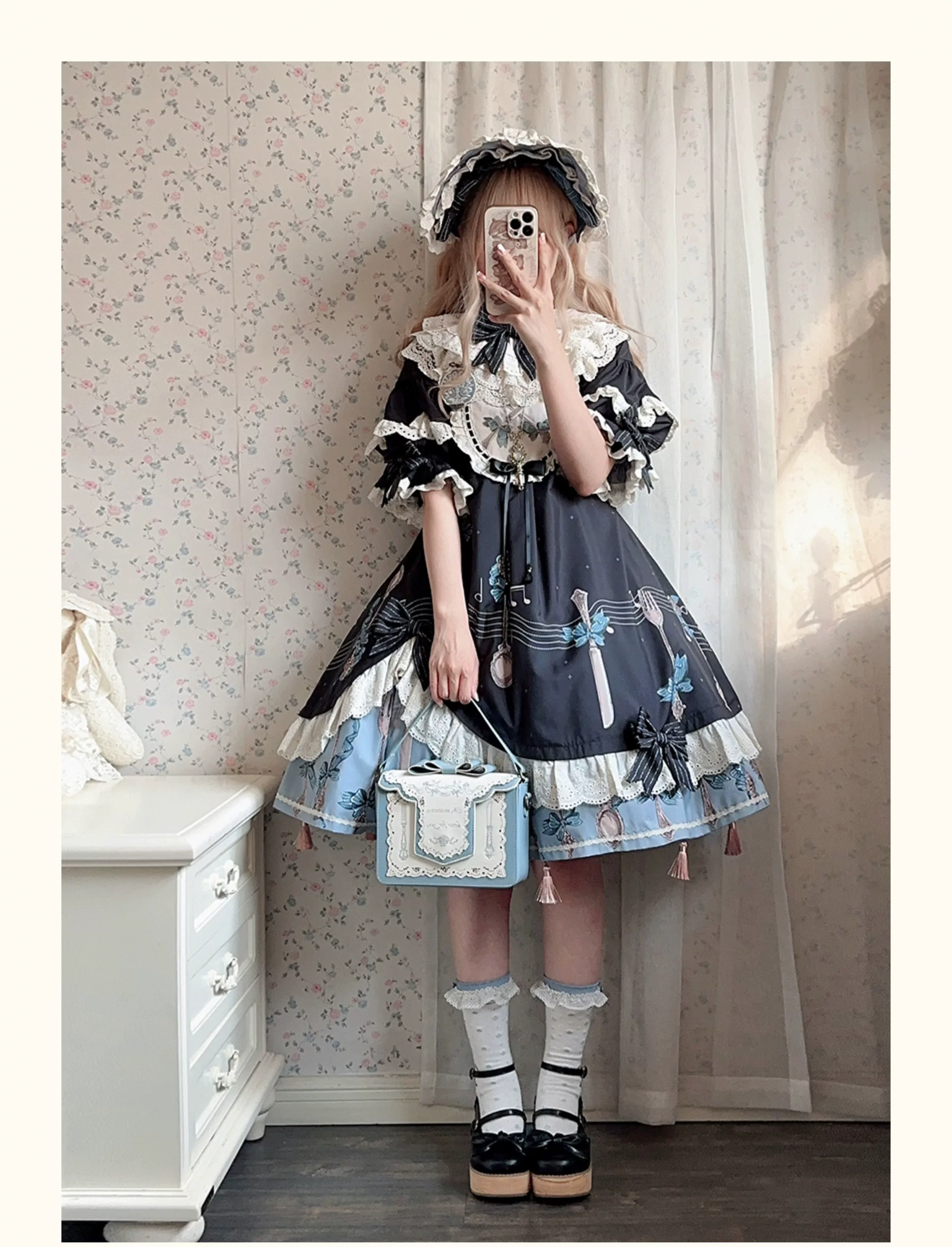 Witch's Banquet - Printed Doll-like Sweet Lolita OP, Apron-like Front - Image 8