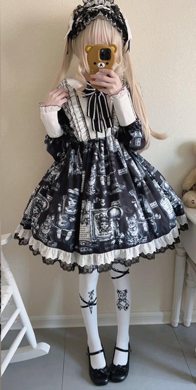 Antique Cat - Printed Gothic Lolita Dress, A-line Silhouette - Image 7