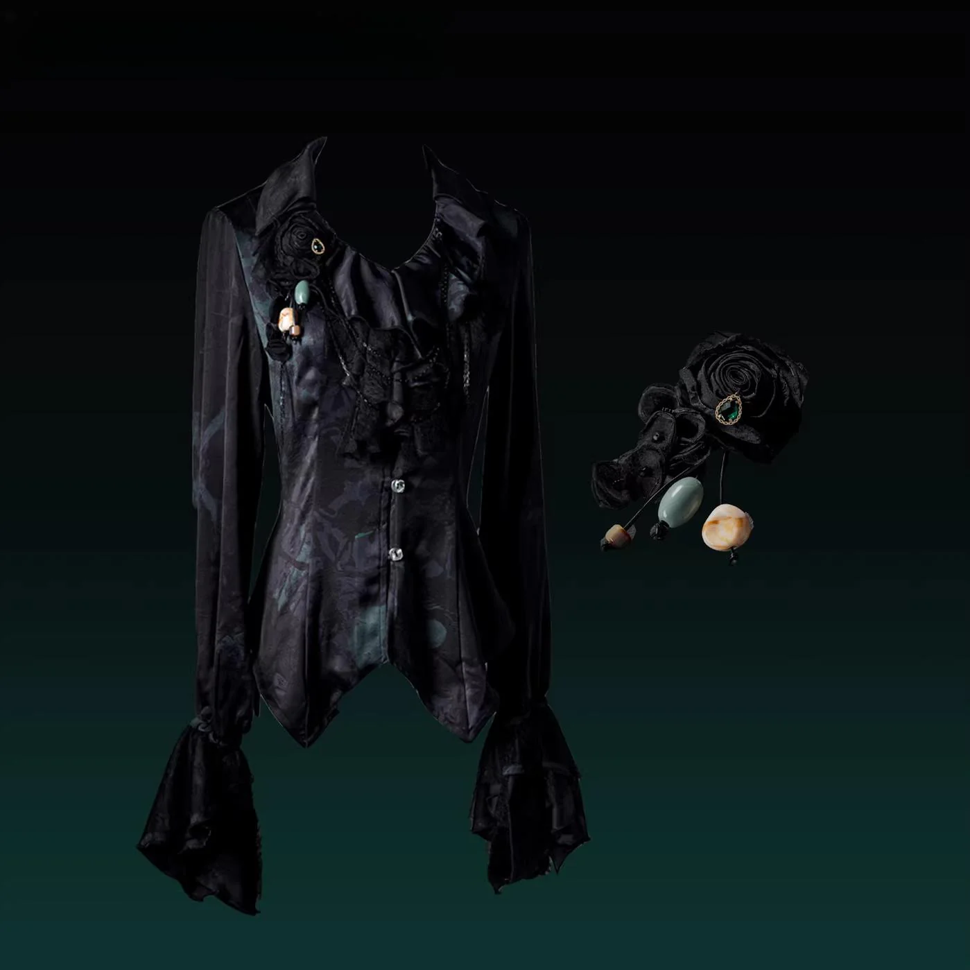 Bone Garden - Printed Gothic Lolita Skirt, Boning Corset - Image 24