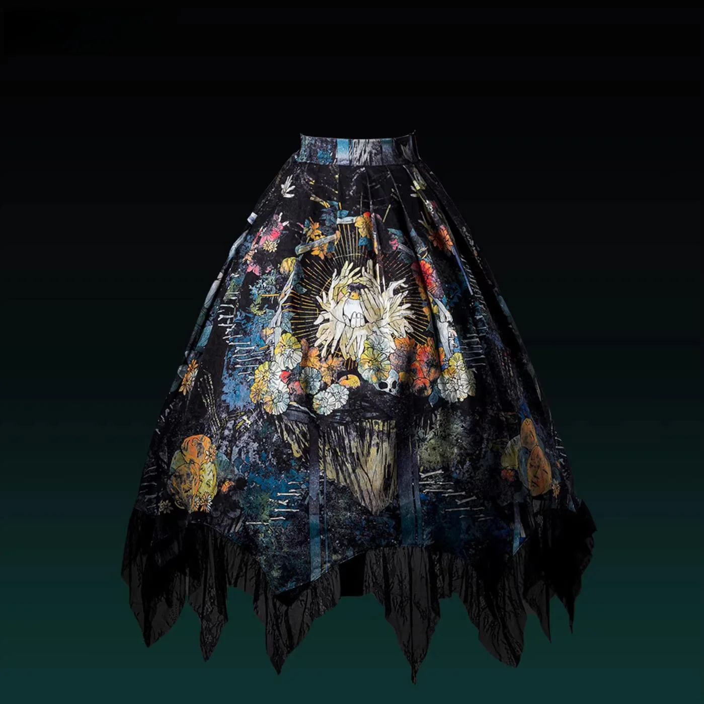 Bone Garden - Printed Gothic Lolita Skirt, Boning Corset - Image 26