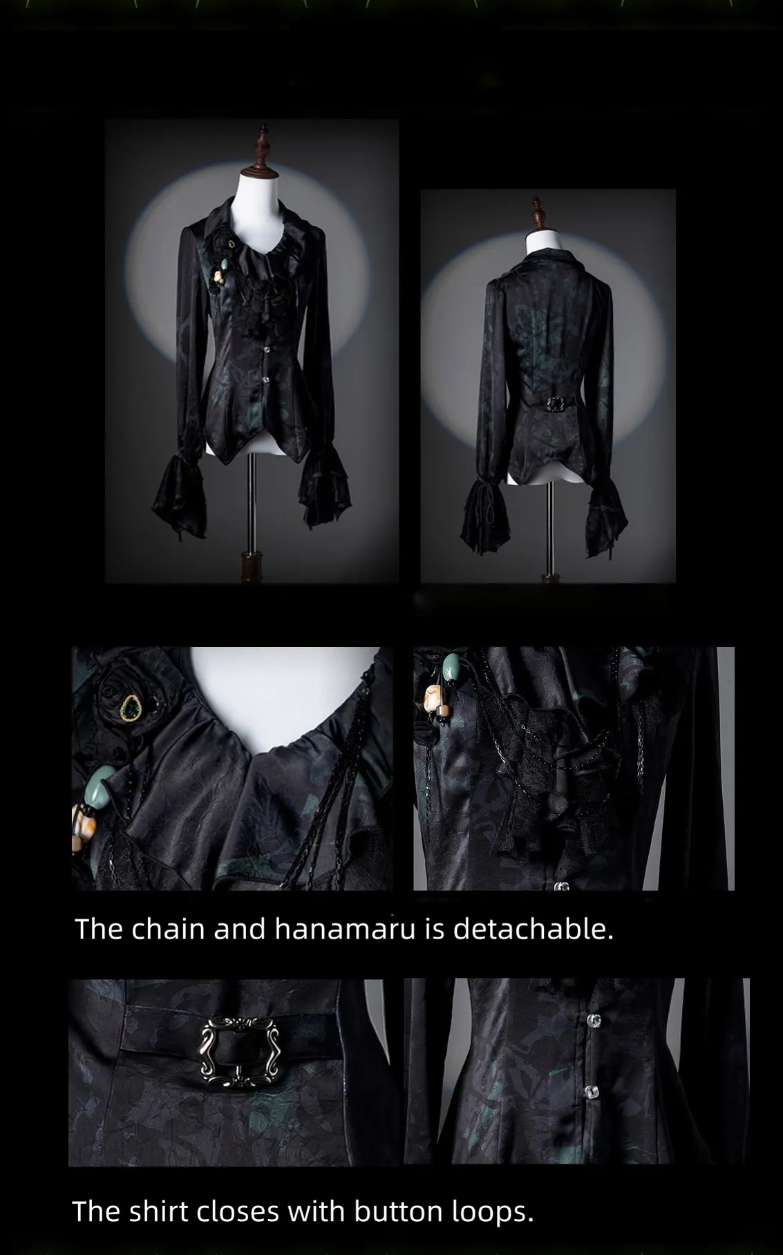 Bone Garden - Printed Gothic Lolita Skirt, Boning Corset - Image 7