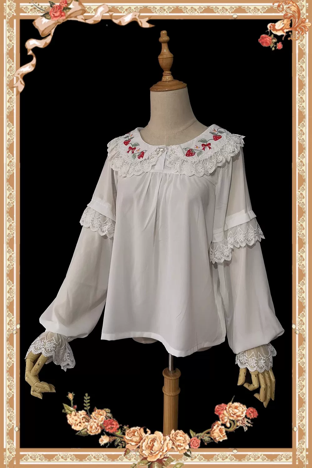 Strawberry Chef - Printed Old School Lolita Dress, Detachable Bows - Image 19