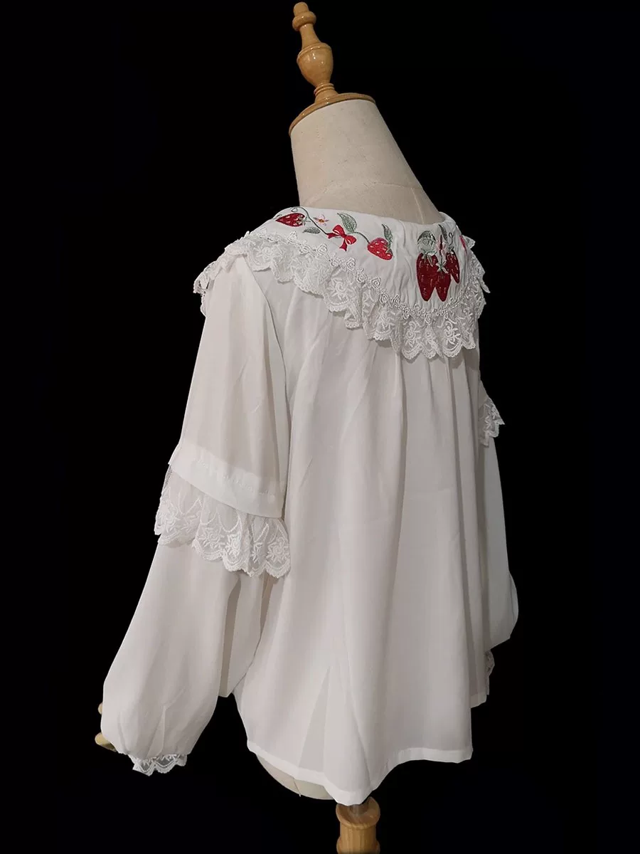 Strawberry Chef - Printed Old School Lolita Dress, Detachable Bows - Image 20
