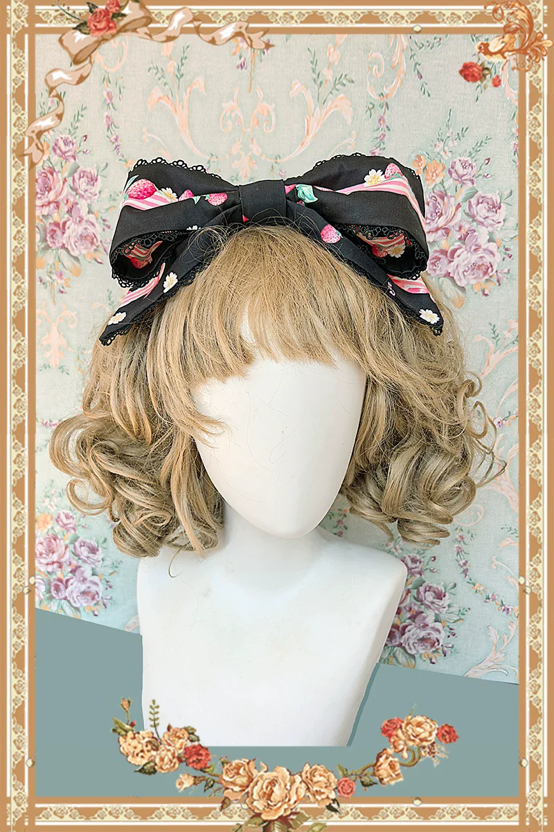 Strawberry Chef - Printed Old School Lolita Dress, Detachable Bows - Image 22