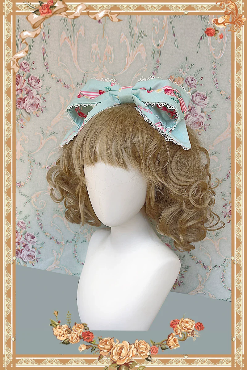 Strawberry Chef - Printed Old School Lolita Dress, Detachable Bows - Image 23