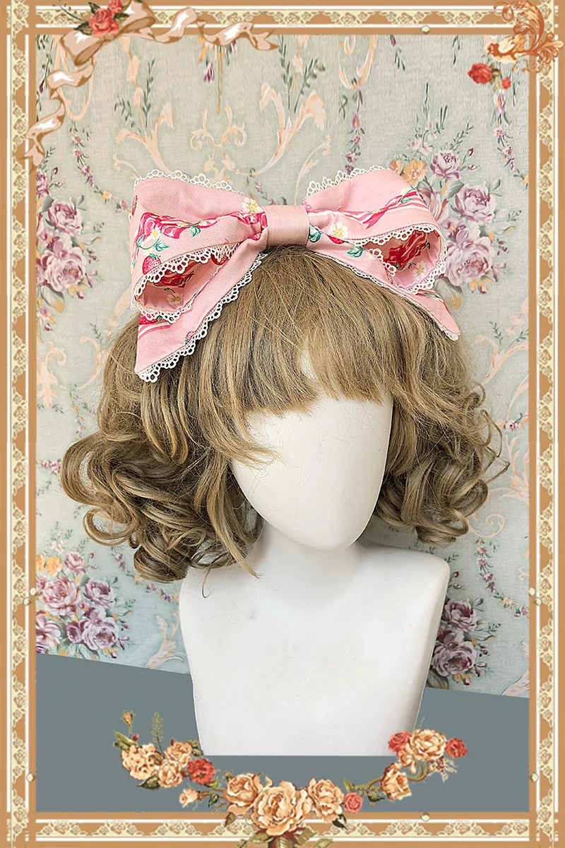 Strawberry Chef - Printed Old School Lolita Dress, Detachable Bows - Image 24