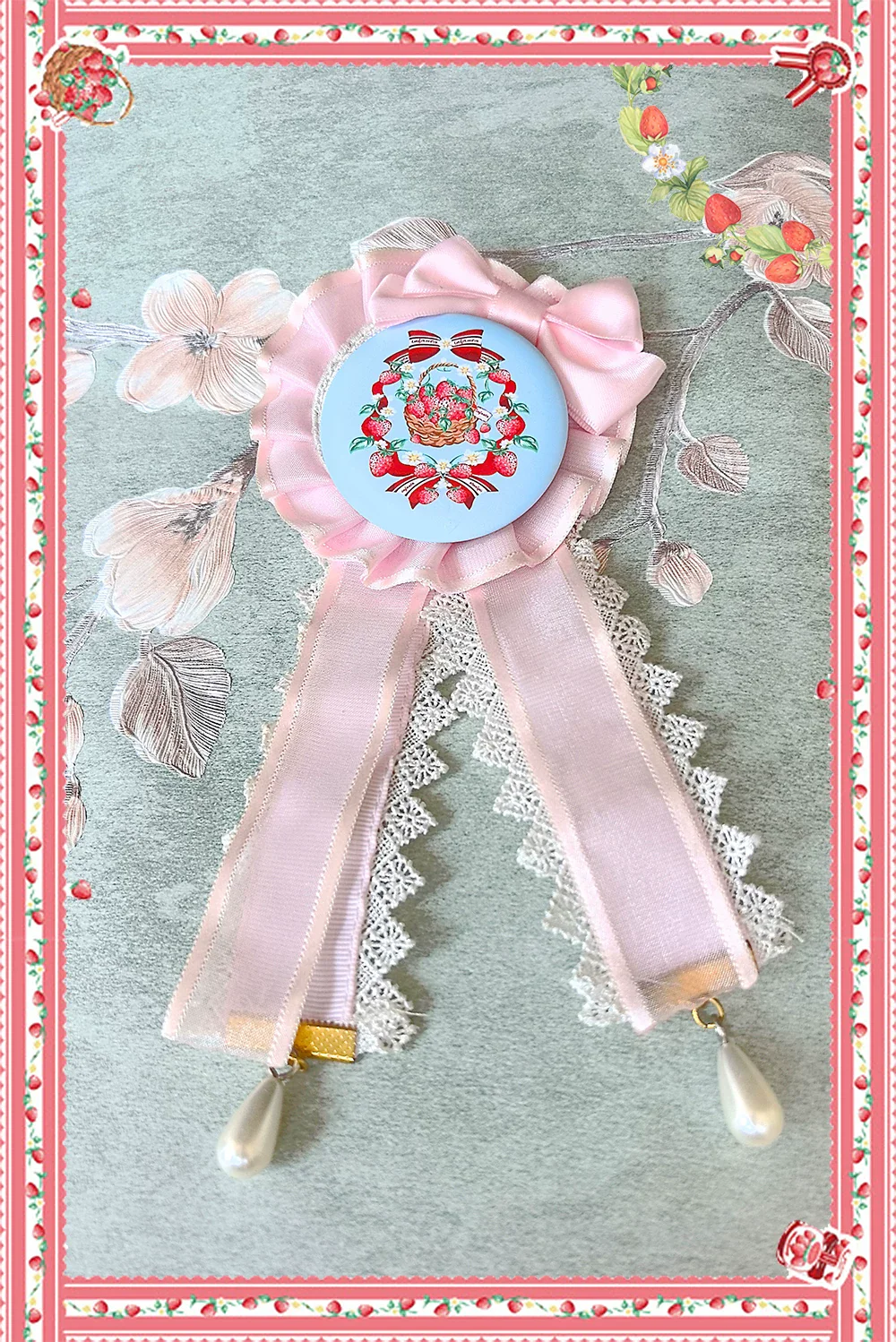 Strawberry Chef - Printed Old School Lolita Dress, Detachable Bows - Image 27