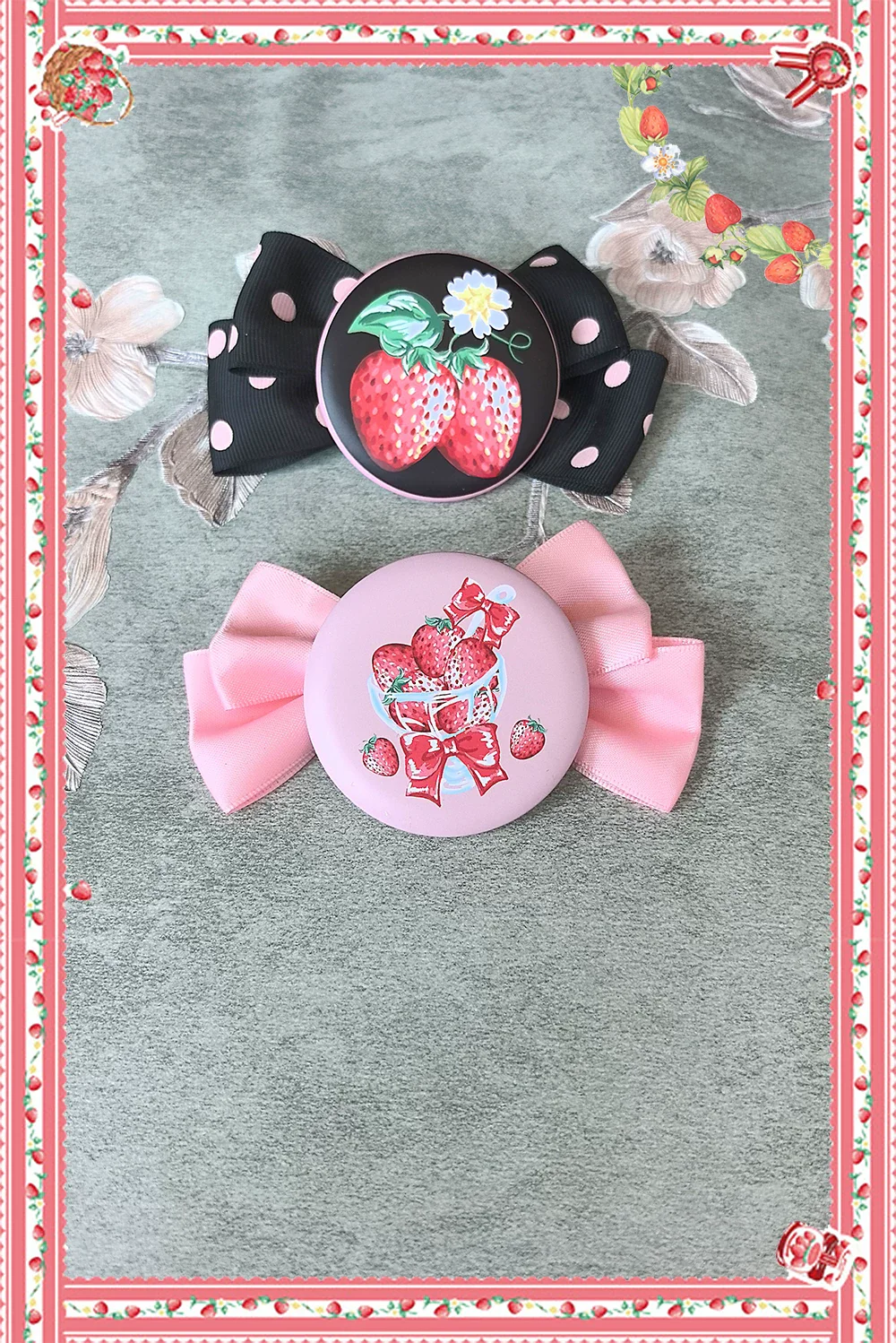 Strawberry Chef - Printed Old School Lolita Dress, Detachable Bows - Image 28