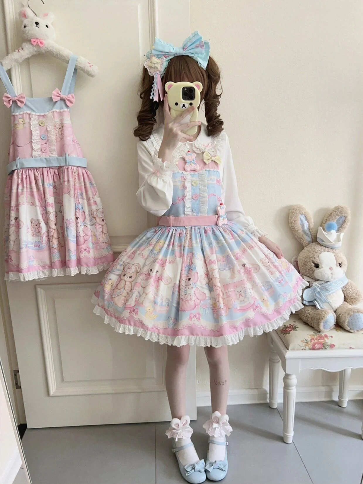 Bear Sweet - Printed Sweet Lolita Salopette Dress - Image 11
