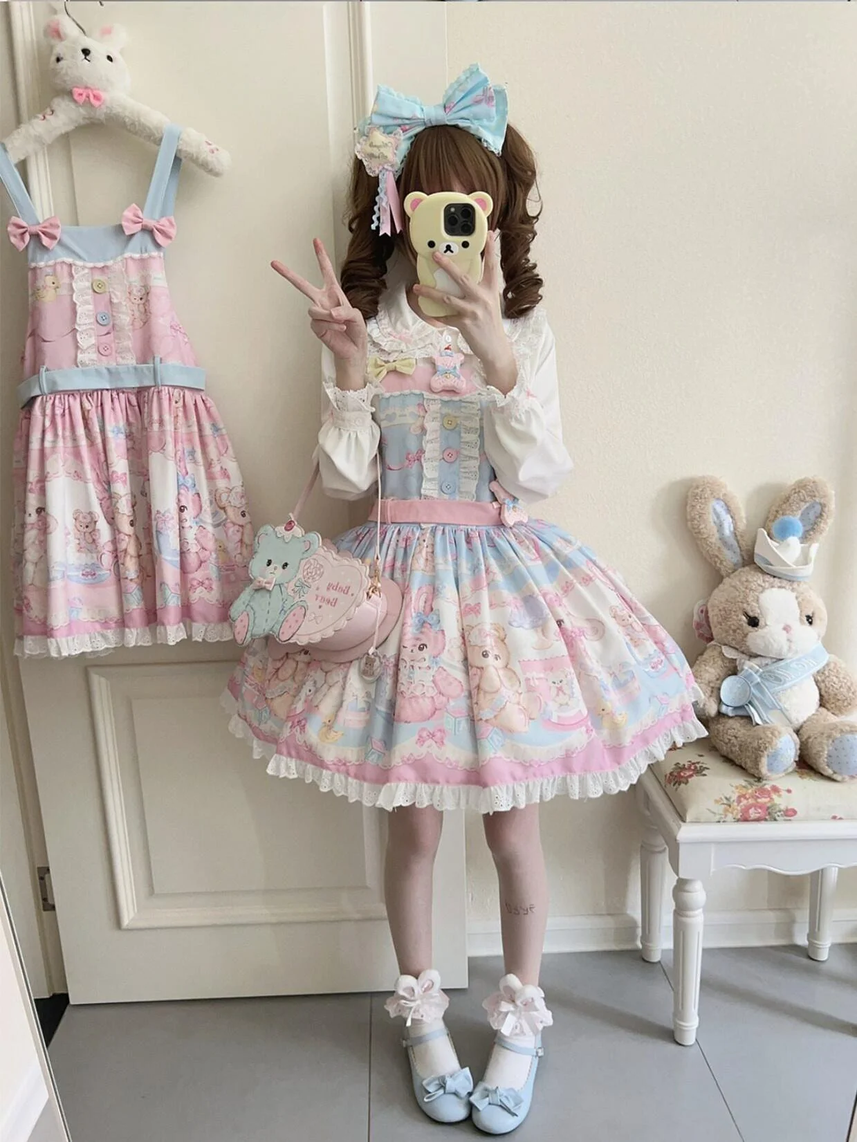 Bear Sweet - Printed Sweet Lolita Salopette Dress - Image 12