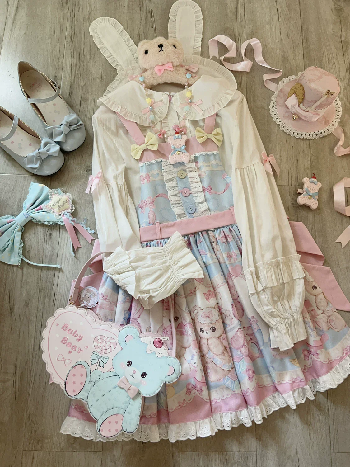 Bear Sweet - Printed Sweet Lolita Salopette Dress - Image 13