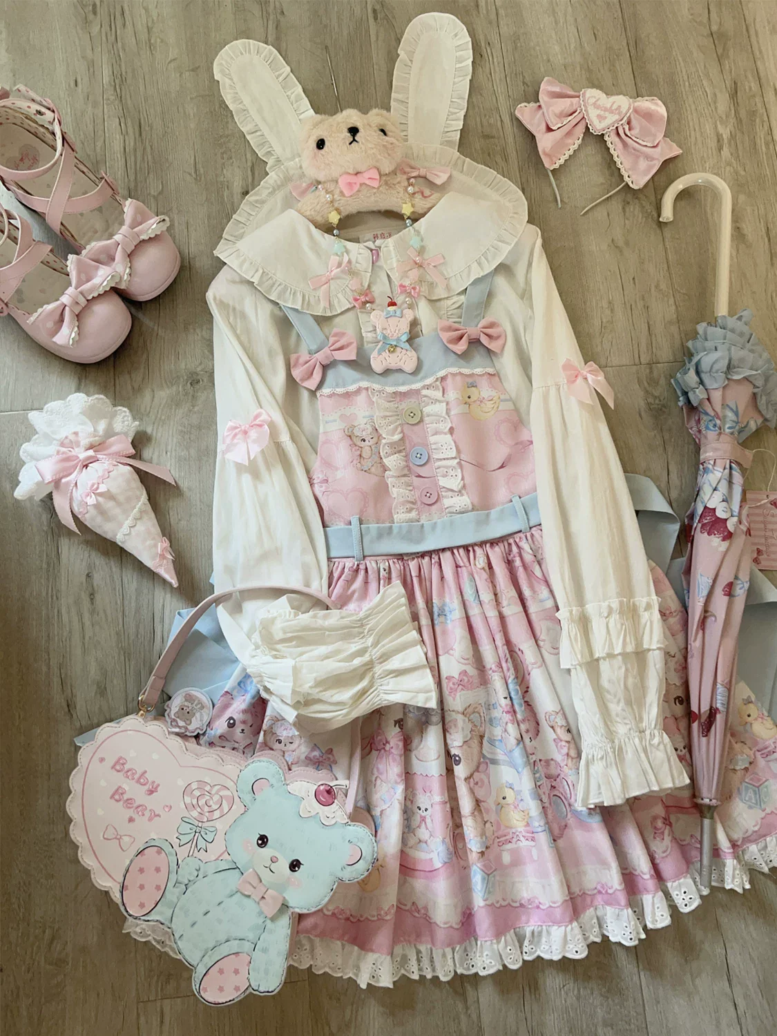Bear Sweet - Printed Sweet Lolita Salopette Dress - Image 15