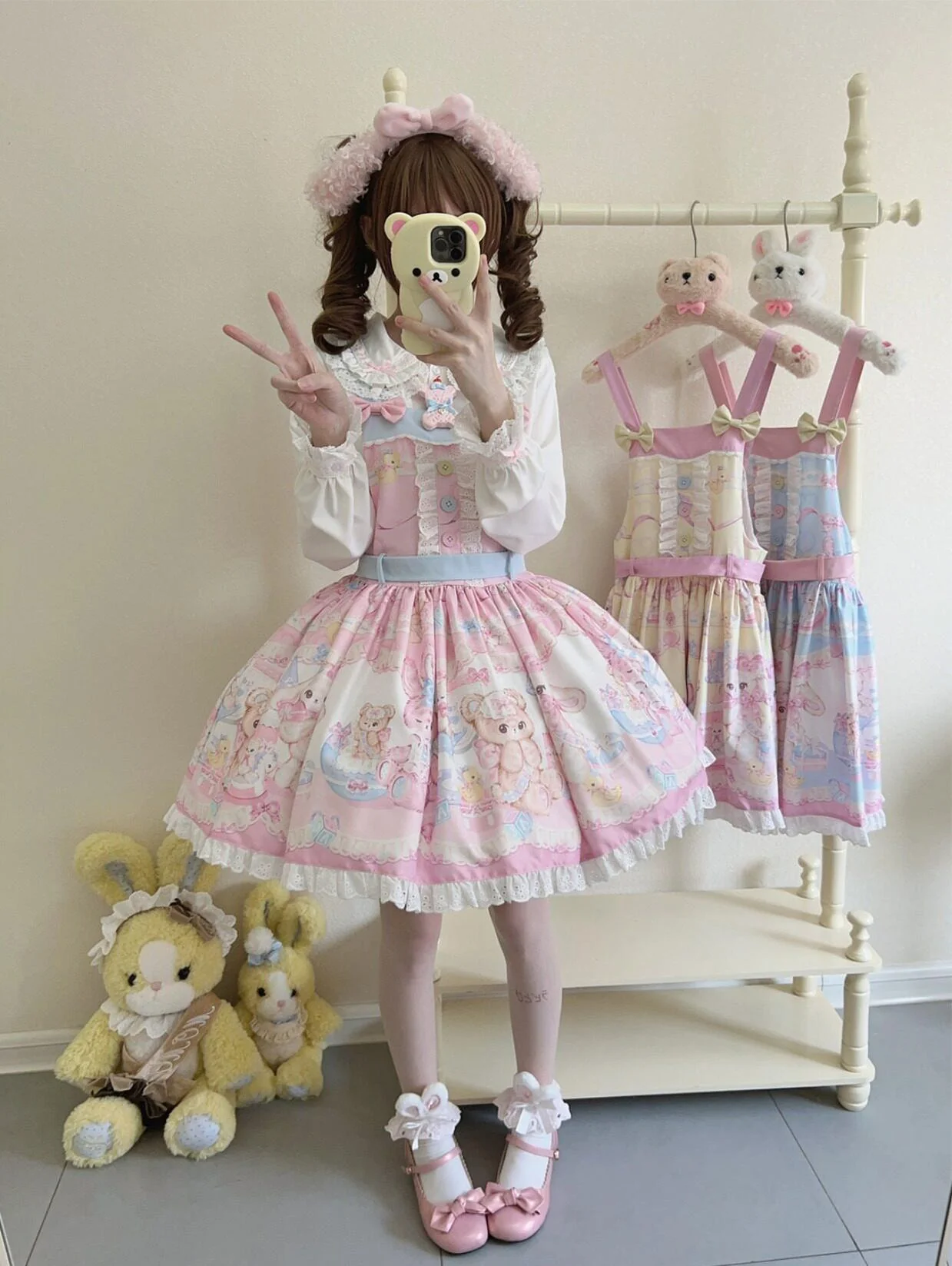 Bear Sweet - Printed Sweet Lolita Salopette Dress - Image 4