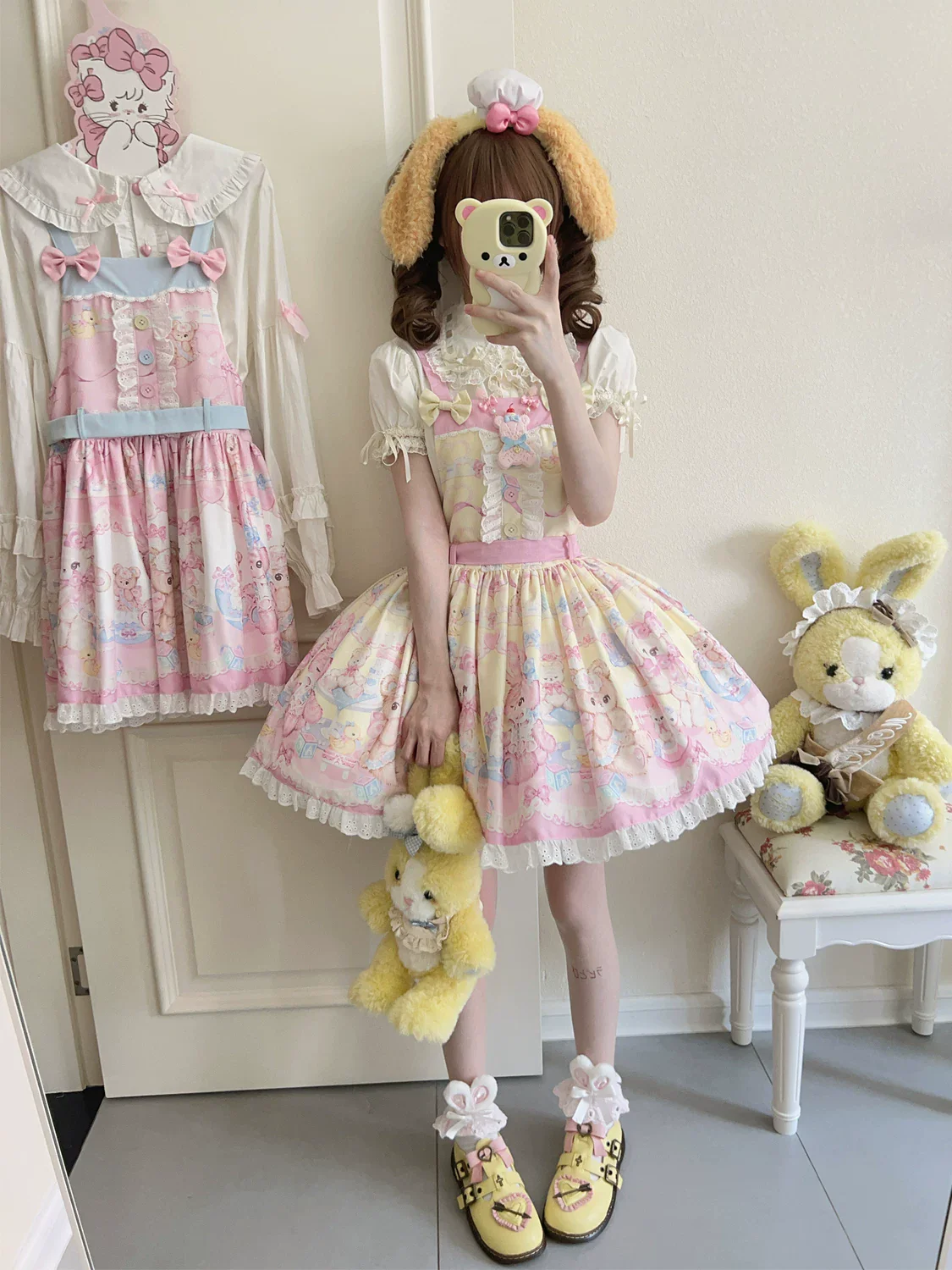 Bear Sweet - Printed Sweet Lolita Salopette Dress - Image 7