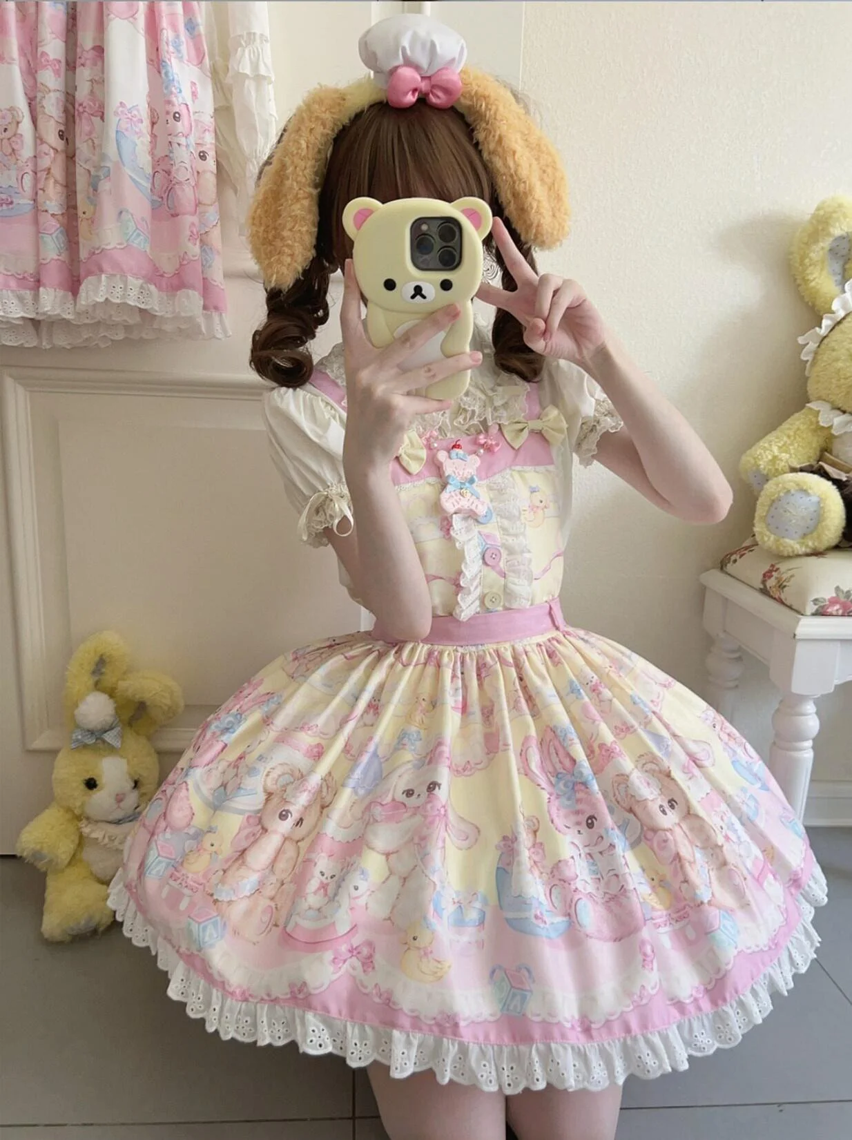 Bear Sweet - Printed Sweet Lolita Salopette Dress - Image 9