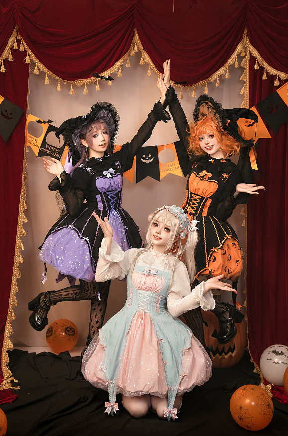 Lemon Honey - Pumpkin Lamp - Gothic Lolita Witch Hat, Halloween Broom Hairband - Image 16