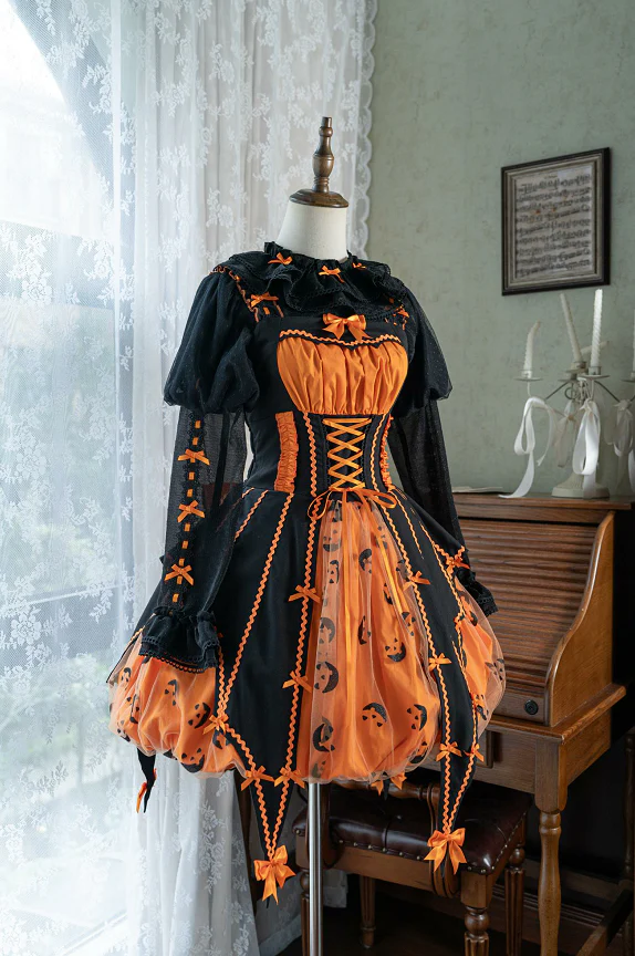 Lemon Honey - Pumpkin Lamp - Gothic Lolita Witch Hat, Halloween Broom Hairband - Image 18
