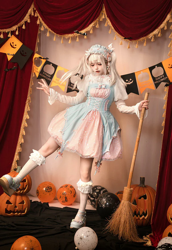 Lemon Honey - Pumpkin Lamp - Gothic Lolita Witch Hat, Halloween Broom Hairband - Image 24