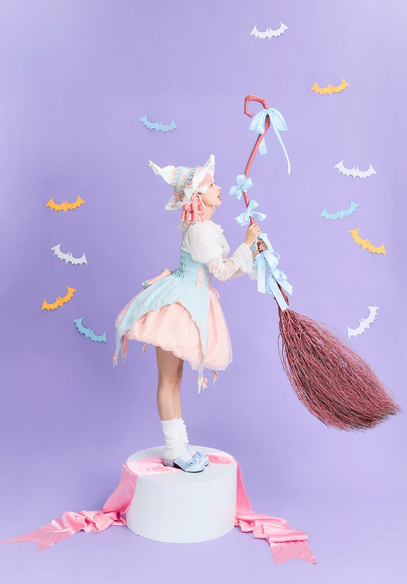 Lemon Honey - Pumpkin Lamp - Gothic Lolita Witch Hat, Halloween Broom Hairband - Image 29