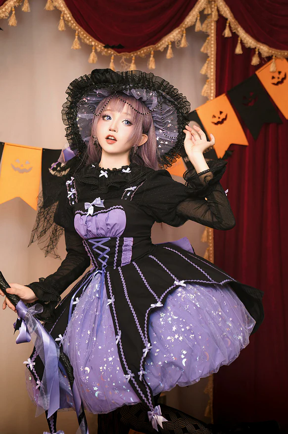 Lemon Honey - Pumpkin Lamp - Gothic Lolita Witch Hat, Halloween Broom Hairband - Image 3