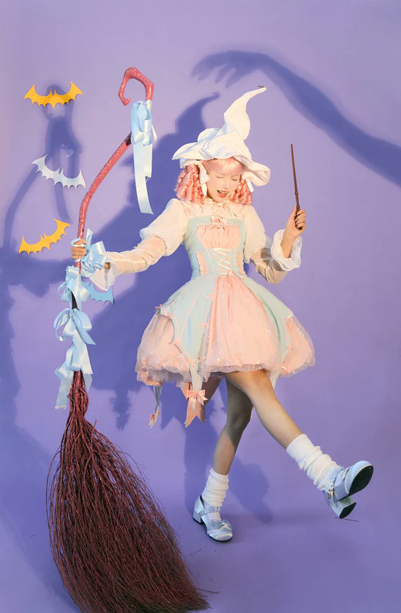 Lemon Honey - Pumpkin Lamp - Gothic Lolita Witch Hat, Halloween Broom Hairband - Image 36