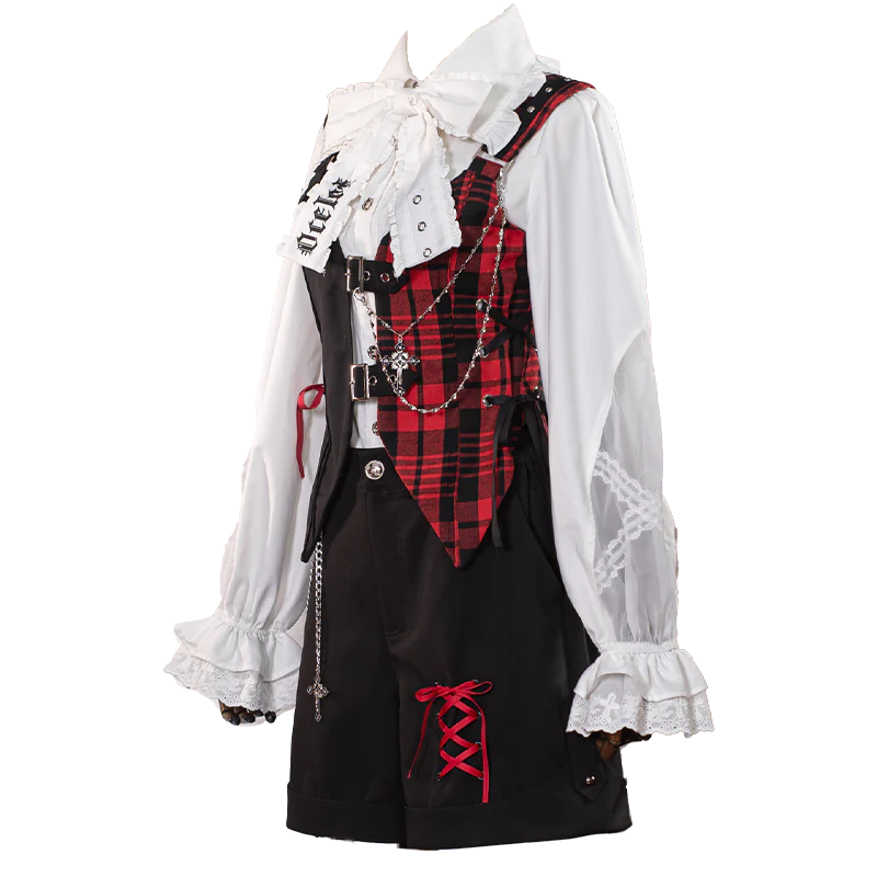Kalila - Punk Lolita Dress Set Plaid Shorts Set - Image 14