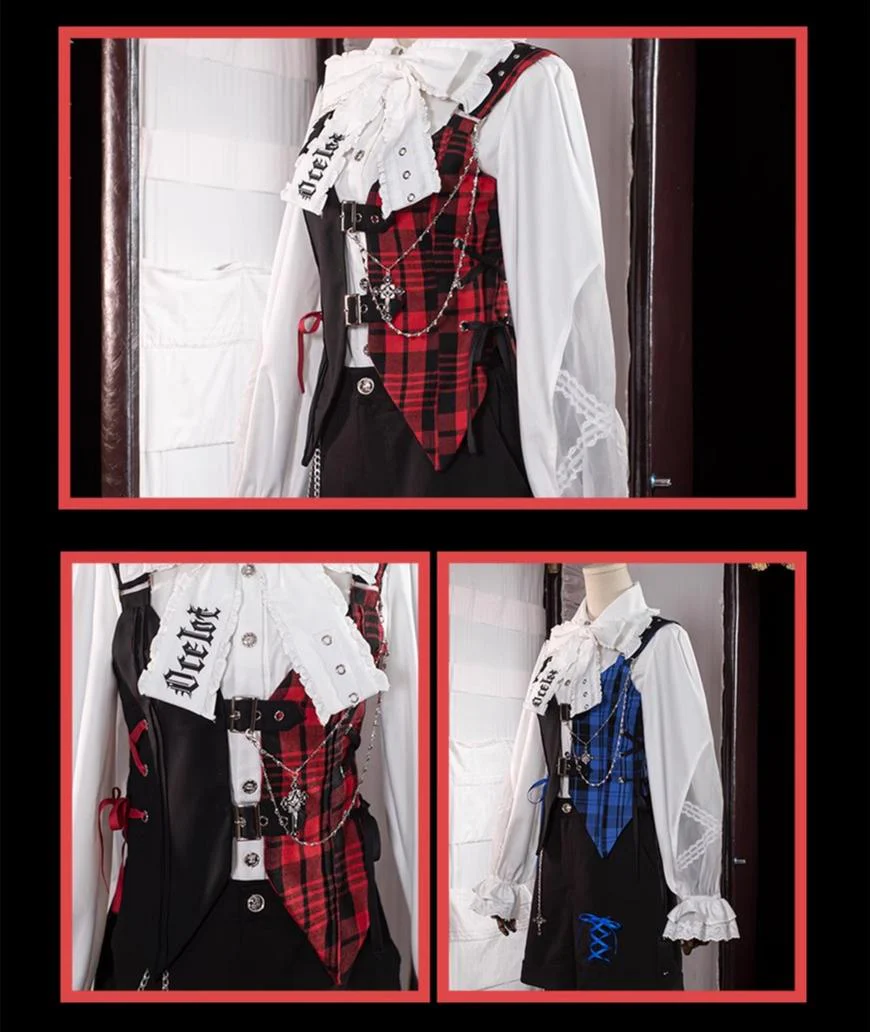 Kalila - Punk Lolita Dress Set Plaid Shorts Set - Image 15
