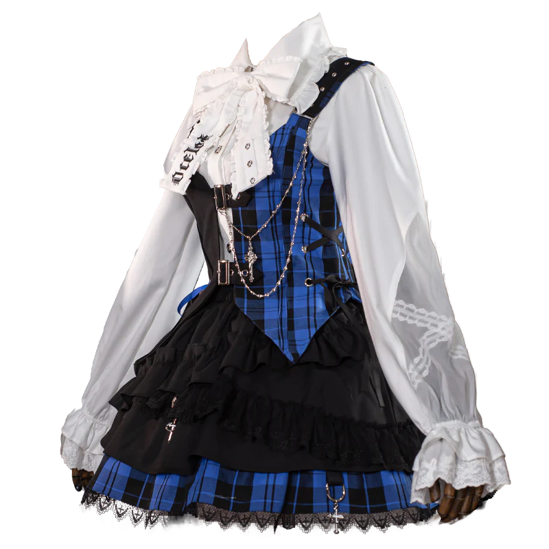 Kalila - Punk Lolita Dress Set Plaid Shorts Set - Image 24