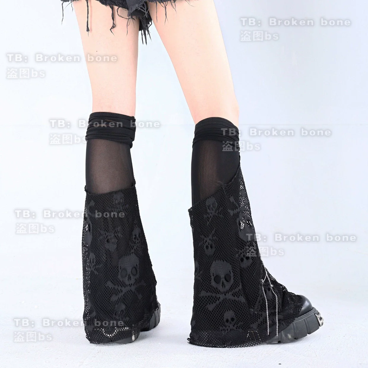 Punk Lolita Leg Sleeve Skull Gauze Leg Socks - Image 2