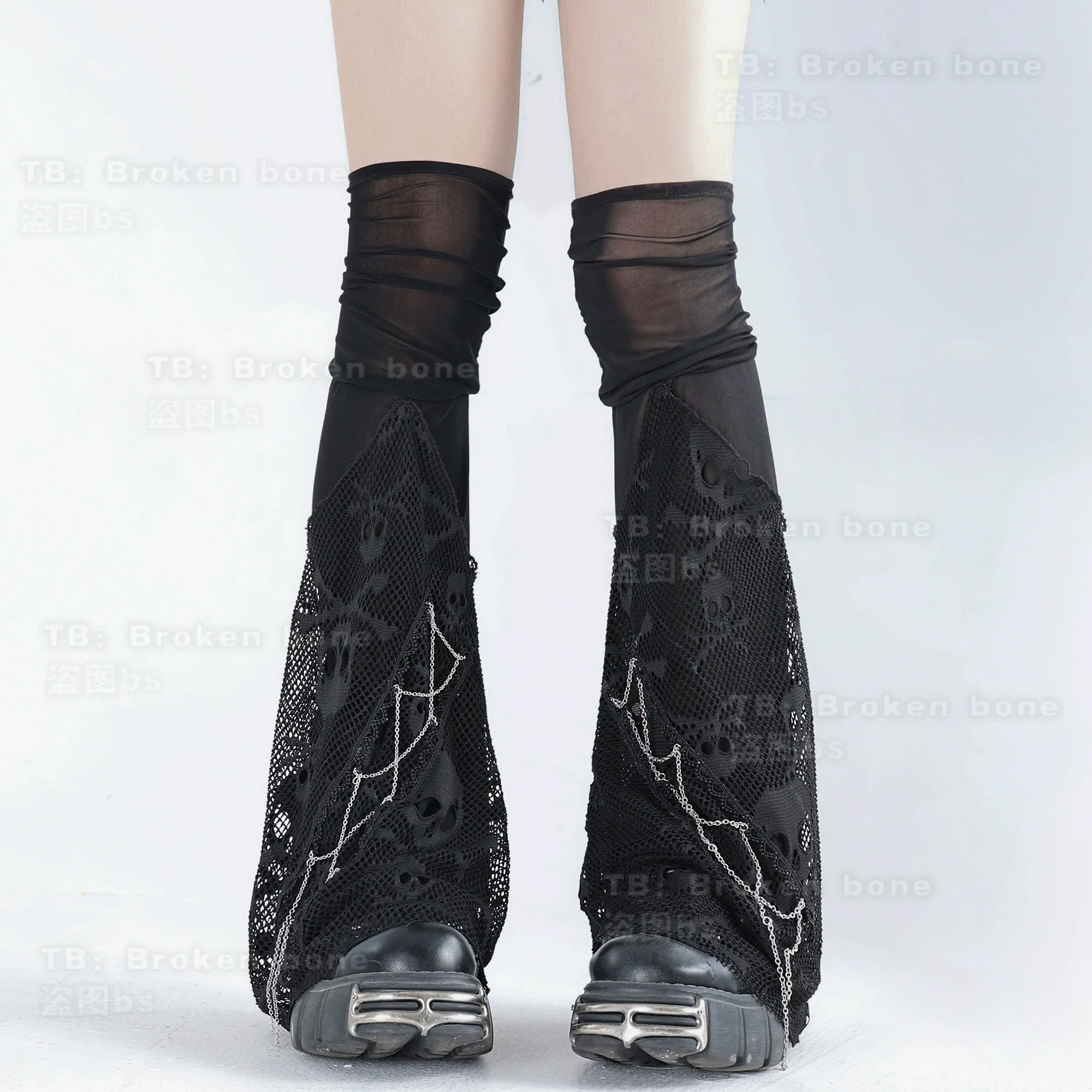Punk Lolita Leg Sleeve Skull Gauze Leg Socks - Image 5