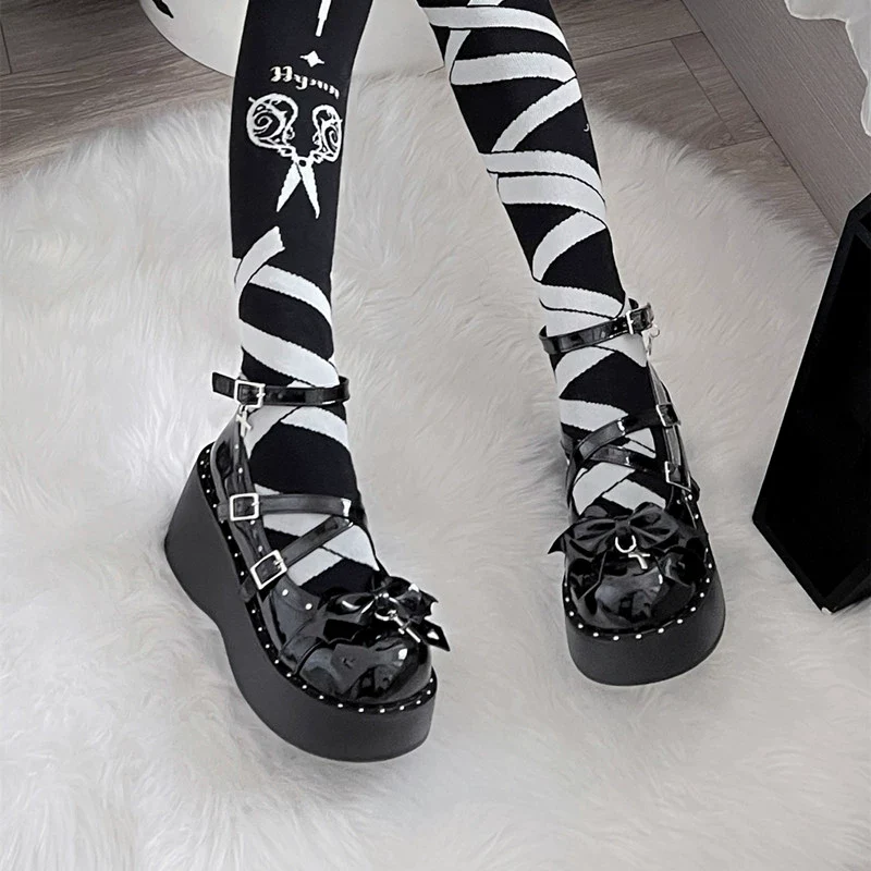 Bondora - Devil Cross - Punk Lolita Shoes Cross High Platforms Shoes - Image 11
