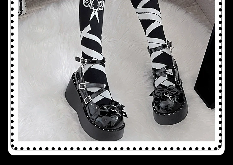Bondora - Devil Cross - Punk Lolita Shoes Cross High Platforms Shoes - Image 12