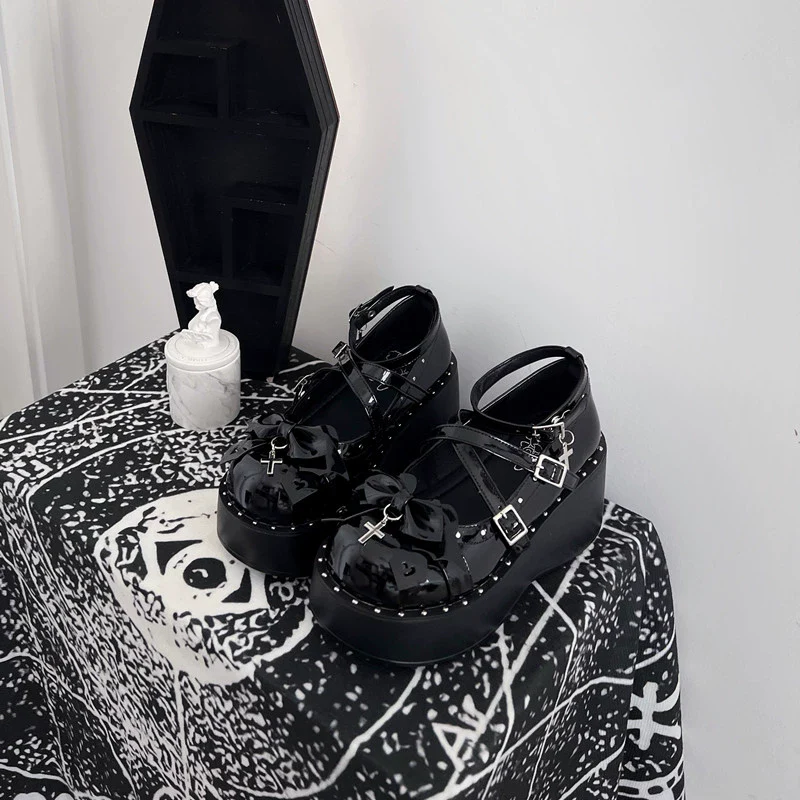Bondora - Devil Cross - Punk Lolita Shoes Cross High Platforms Shoes - Image 16