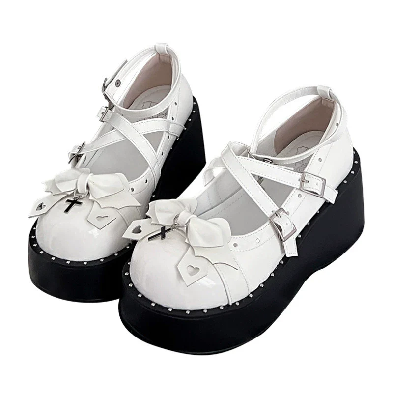 Bondora - Devil Cross - Punk Lolita Shoes Cross High Platforms Shoes - Image 17