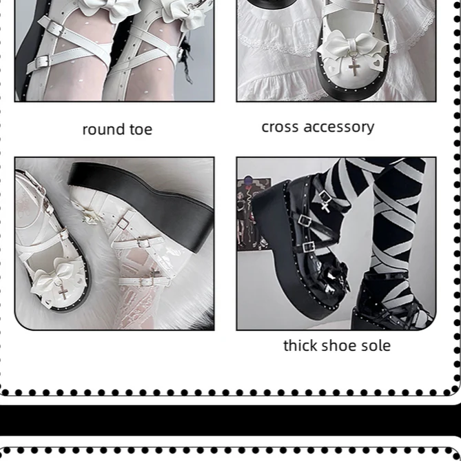 Bondora - Devil Cross - Punk Lolita Shoes Cross High Platforms Shoes - Image 19
