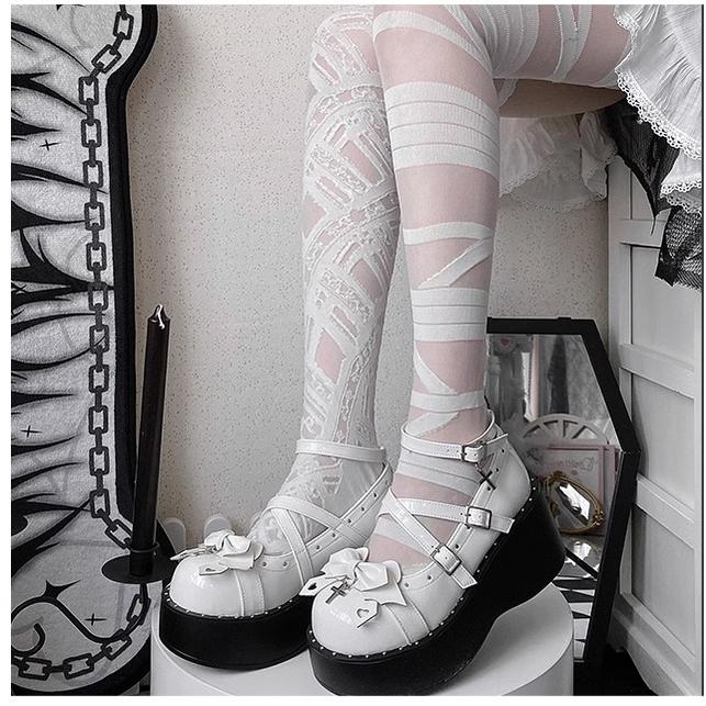 Bondora - Devil Cross - Punk Lolita Shoes Cross High Platforms Shoes - Image 5