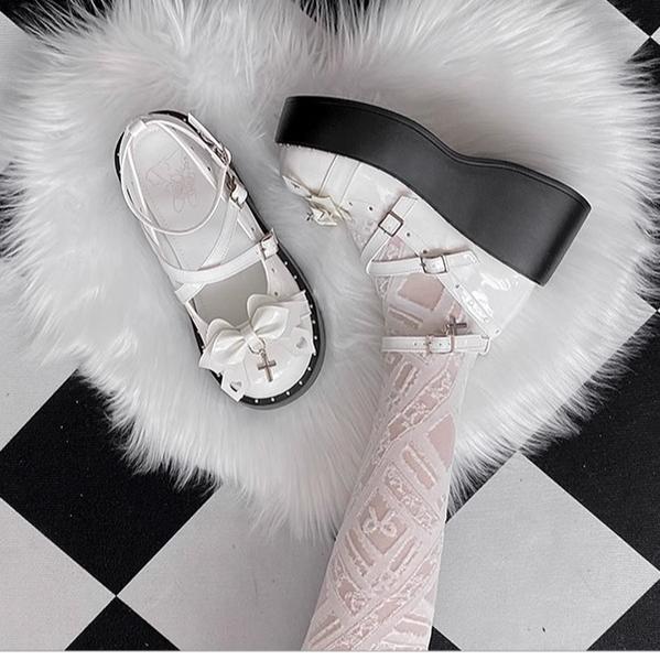 Bondora - Devil Cross - Punk Lolita Shoes Cross High Platforms Shoes - Image 6
