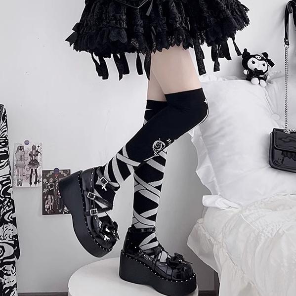 Bondora - Devil Cross - Punk Lolita Shoes Cross High Platforms Shoes - Image 7