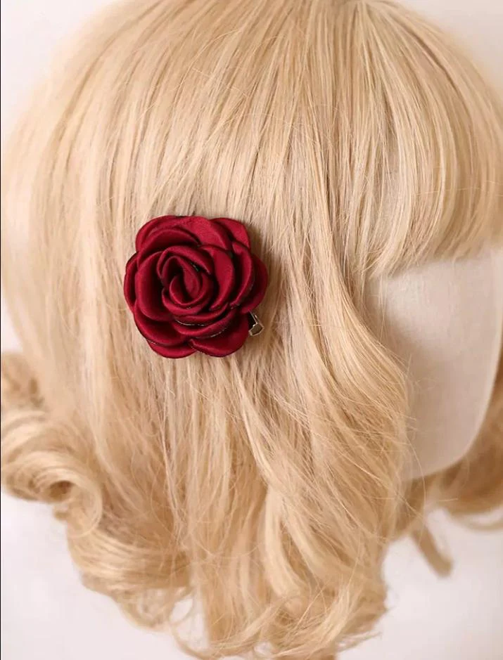 Xiaogui - Retro Lolita Brooch Rose Hairpins Flower Headdress - Image 3