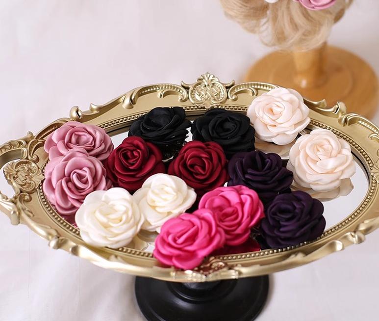 Xiaogui - Retro Lolita Brooch Rose Hairpins Flower Headdress - Image 4