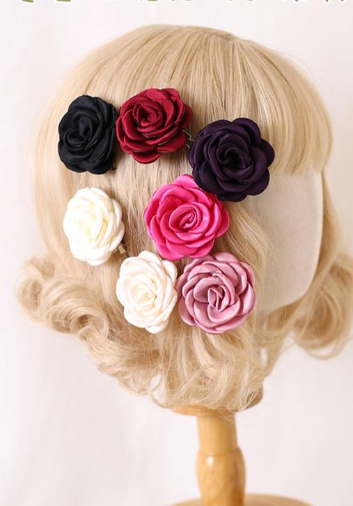 Xiaogui - Retro Lolita Brooch Rose Hairpins Flower Headdress - Image 8