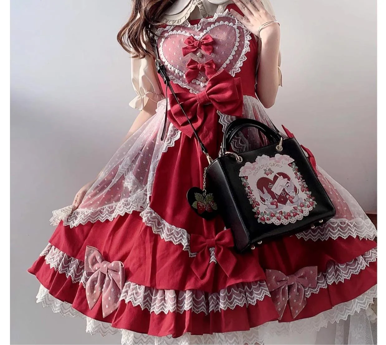 Morning Glory - Retro Lolita Handbag PU Square Wedding Bag - Image 11