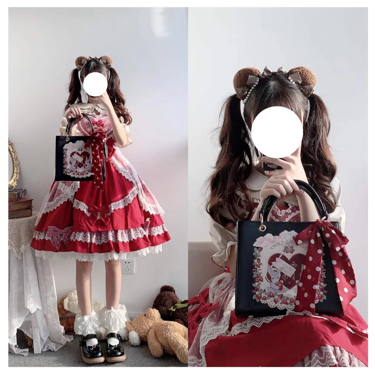 Morning Glory - Retro Lolita Handbag PU Square Wedding Bag - Image 12