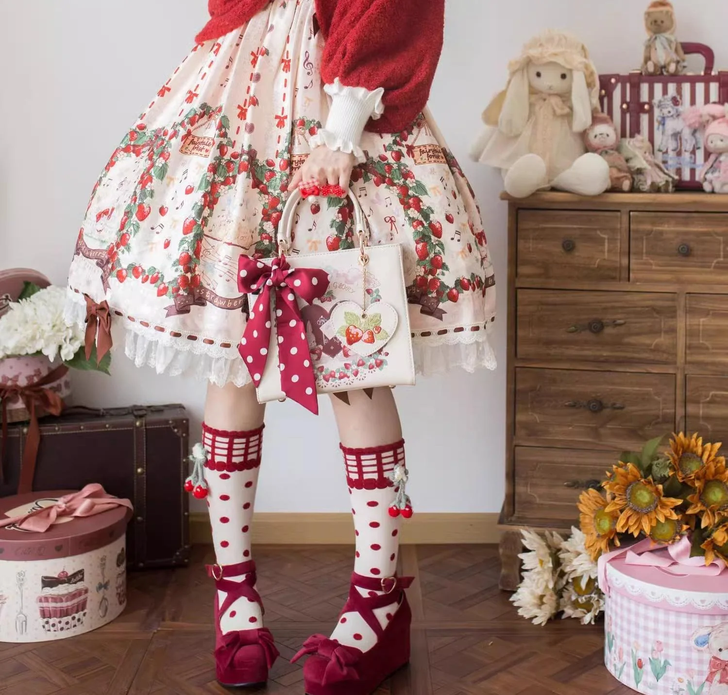 Morning Glory - Retro Lolita Handbag PU Square Wedding Bag - Image 14