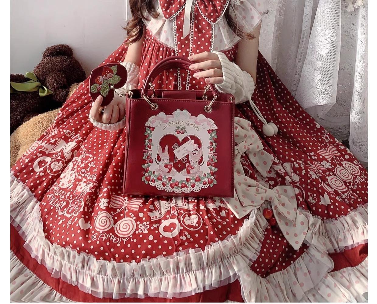 Morning Glory - Retro Lolita Handbag PU Square Wedding Bag - Image 15