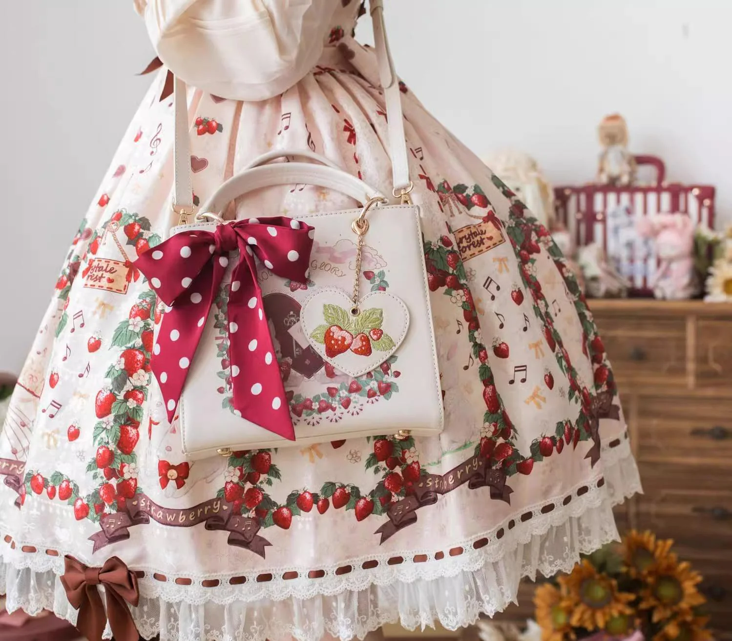 Morning Glory - Retro Lolita Handbag PU Square Wedding Bag - Image 17