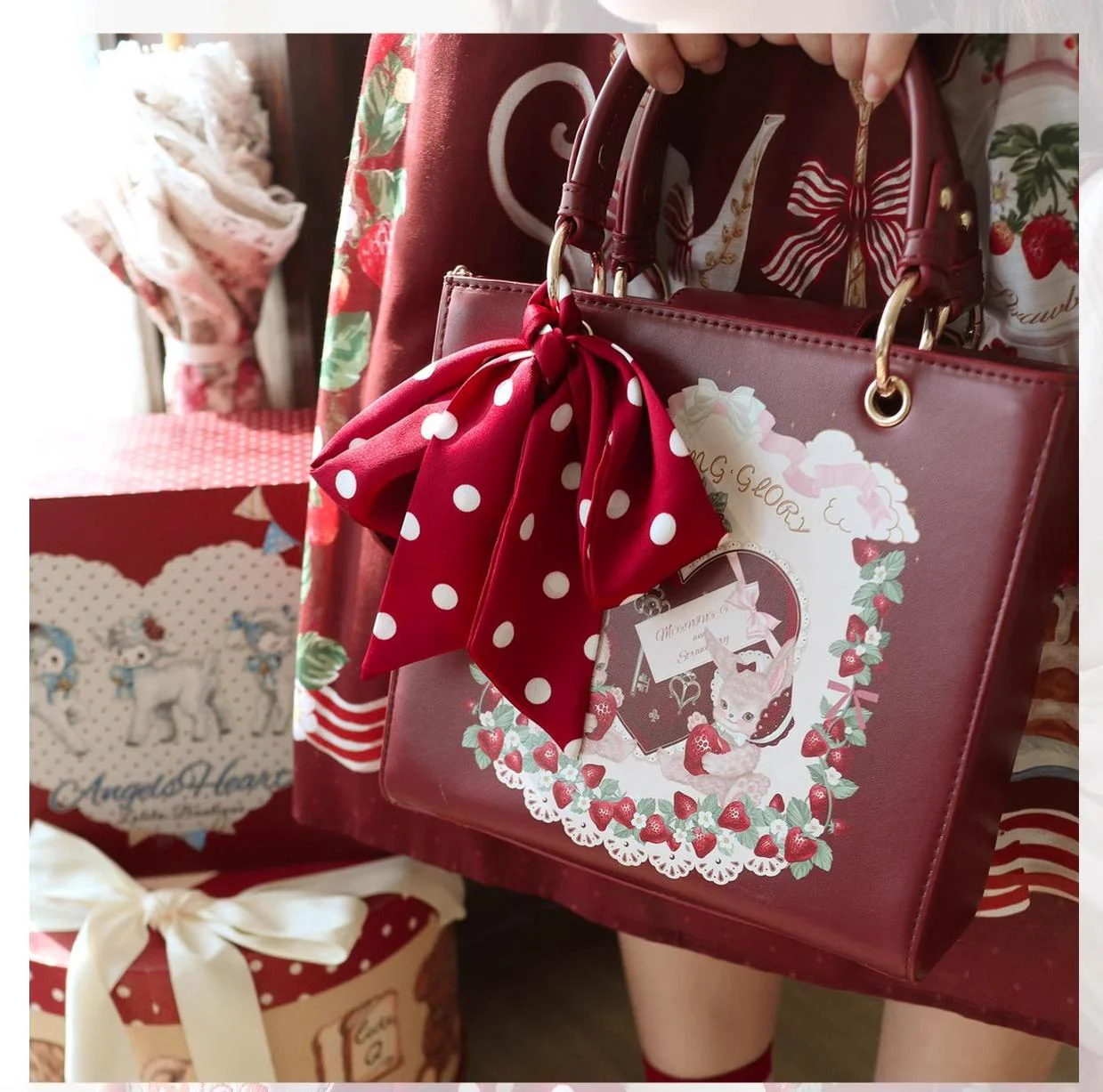 Morning Glory - Retro Lolita Handbag PU Square Wedding Bag - Image 19
