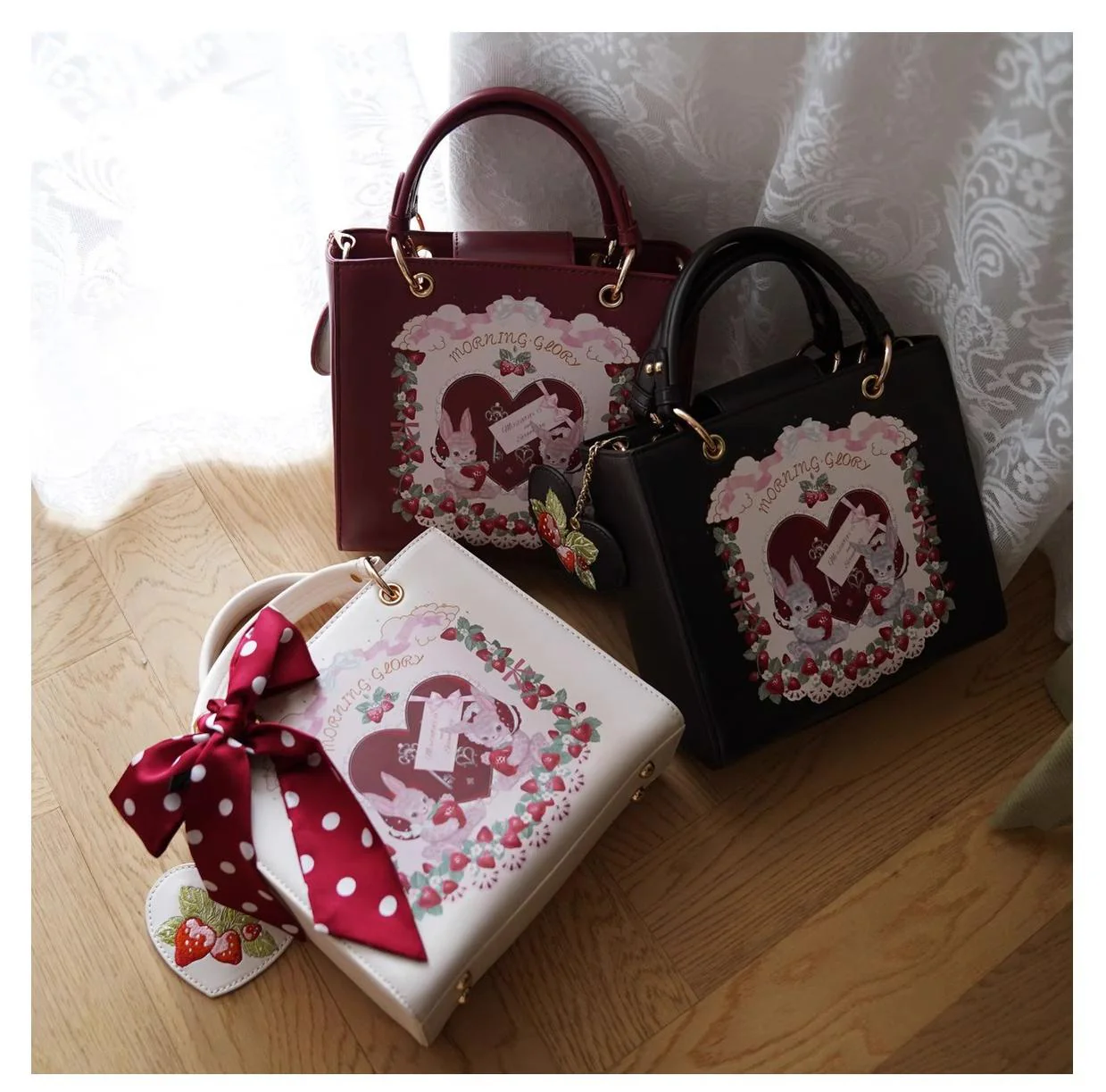 Morning Glory - Retro Lolita Handbag PU Square Wedding Bag - Image 21